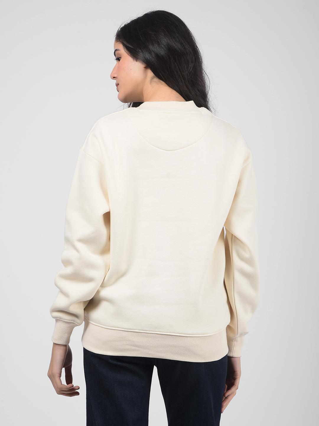 Numero Uno Women Cream V-Neck Sweatshirts